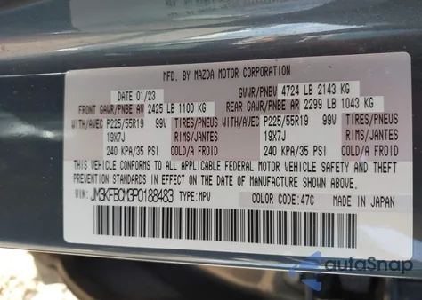 2023 Mazda Cx-5 2.5 S Carbon Edition z USA, uszkodzony, nr VIN JM3KFBCM3P0188483